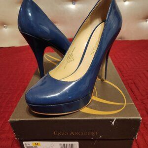 Women's Sz 6.5 Patent Blue 5" Platform Pumps